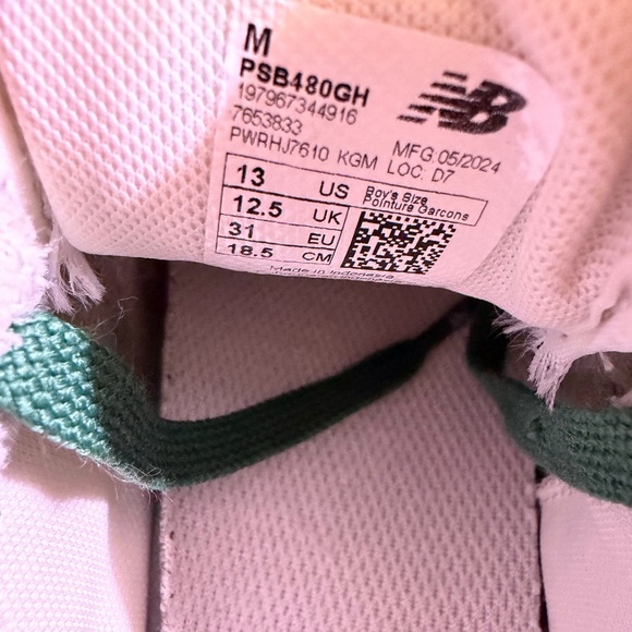 New Balance Kids Teal and White Sneakers - Picture 7 of 7